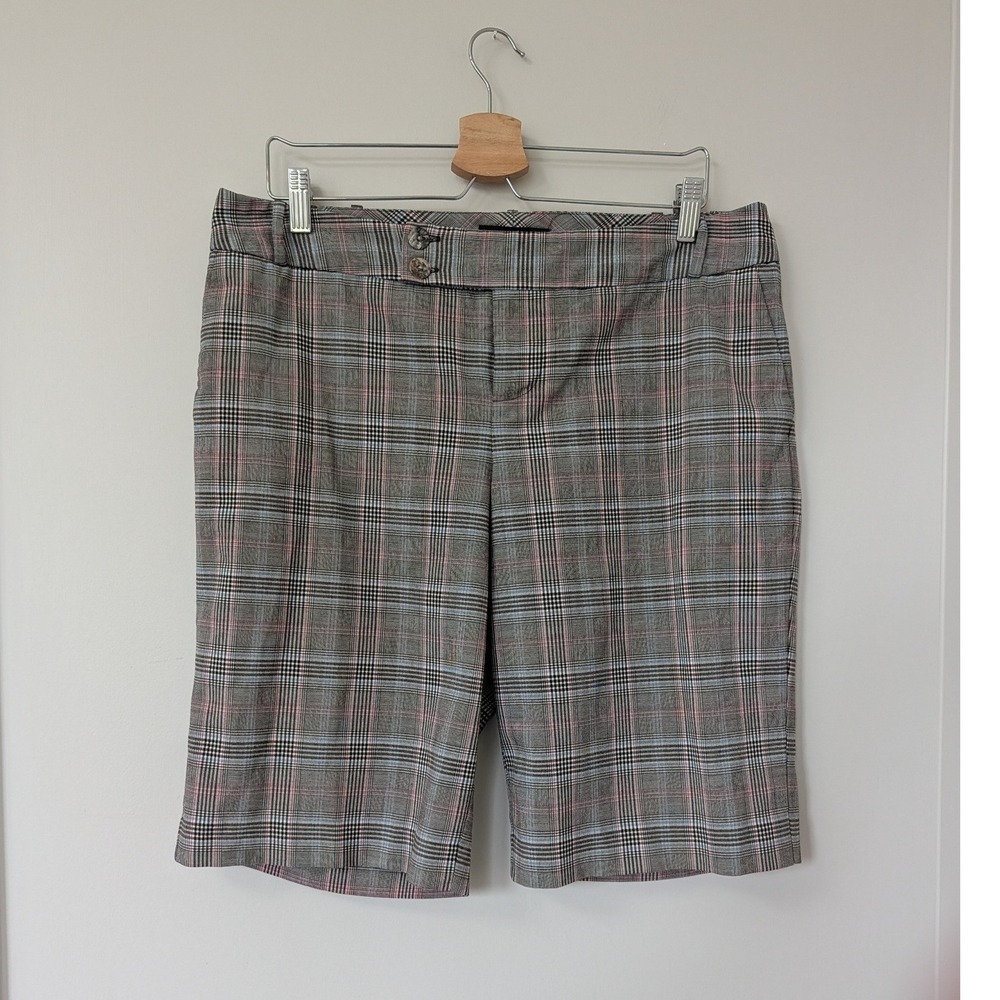 Y2K Mossimo Gray Glen Plaid Bermuda Shorts Capri Mid Rise Skater‎ 12